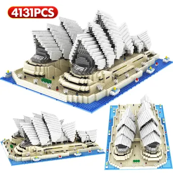 4131PCS Mini Diamond Blokai Garsaus Miesto Architektūra Sydney Opera House Modelis Statybiniai Blokai, Plytos, Žaislai Vaikams, Dovanos