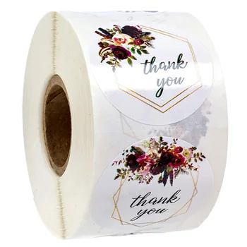 500PCS /roll turas gėlių dėkojame, lipdukai scrapbooking paketas mielas antspaudas etiketės užsakymą lipdukas Kelių Spalvų Dizainas lipdukas