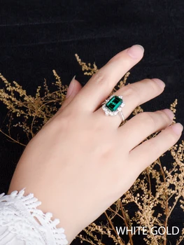Smaragdas kristalų žiedai moterims ，925 sterlingas sidabro， papuošalai uxury Vestuviniai žiedai, sužadėtuvių ， rose aukso balto aukso helovinas