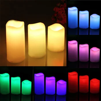 Namų Dekoro 3Pcs/set Cilindro Spalvinga Nuotolinio Valdymo Laikina Flameless LED Žvakių Šviesos Unikalus Vestuves Prekių #81304