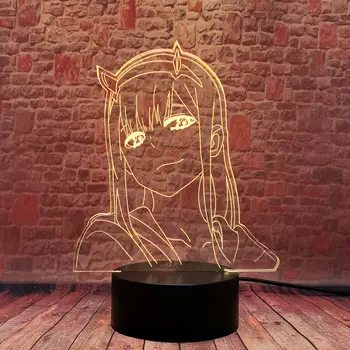 Darling Į Franxx 3D Iliuzija LED Stalas naktinė lempa Spalvinga Besikeičiančių Miega Lempos Nulis Du Anime veiksmo ir žaislas duomenys