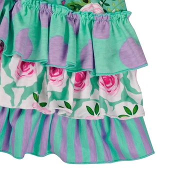 Maža Mergaitė, Suknelė Europos ir Amerikos Stiliaus Žalios spalvos Gėlių Spausdinti Princesė Dress Vaikų Mergaičių Vasaros Kasdienių Drabužių 6M-8T