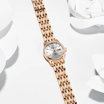 2020 Karšto Prabangių drabužių Moterims Rose Gold Žiūrėti Diamond Moterų Laikrodžiai Ponios Nerūdijančio Plieno Tinklelio Moterų Laikrodis Relogio Feminino