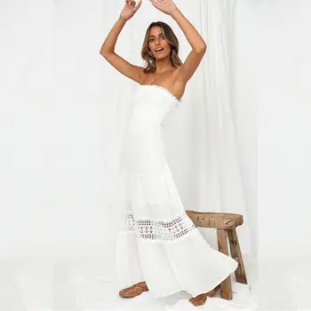 WildPinky 2020 Paplūdimio Suknelė Seksualus Baltas Stebėjimo Suknelės Boho Atostogų Vasarą Ilgai Nėrinių Tuščiaviduriai Iš Moterų Šalis Suknelė Vestidos