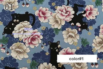 50cm*110cm Didelės gėlės animacinių filmų katės kratinys medvilnės audinio medžiagos suknelė kratinys žaislai, audiniai tissu