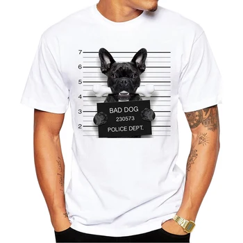 2018 Kūrybos Šuo Policijos Departamento Projektavimo Vyrų Marškinėliai Pug Atspausdinta marškinėliai trumpomis Rankovėmis Atsitiktinis prancūzų Buldogas Viršūnės