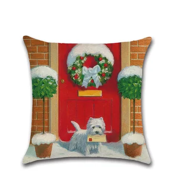 Kalėdinė dekoracija namuose sniego, Kalėdų Senelio šuo festivalis partijos namai pagalvėlė padengti Pagalvės užvalkalą Kėdės, sofos, vaikų, draugas, dovana,