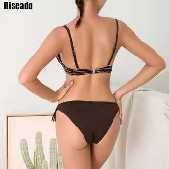 Riseado Seksualus Dryžuotas Bikini, 2021 Push Up maudymosi kostiumėlį, Rišti maudymosi Kostiumėliai Moterims Raišteliu biquini Dirželis Brazilijos Bikini Paplūdimio