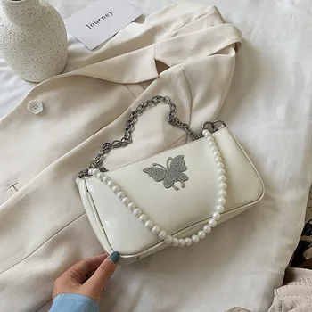 Krepšys moteriška 2020 naujas pečių maišą deimantai drugelis maišelį prancūzijos stick pažastų maišelį pearl grandinės naudojamos krepšys krepšys moterims