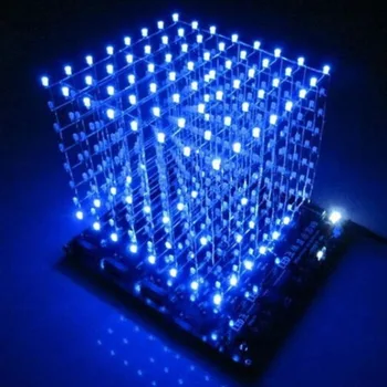 3D LED Šviesos Kvadrato White Blue Ray Kubas 8*8*8 LED Cube 