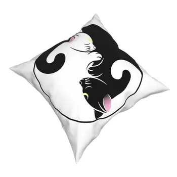 Sailor Moon Katės Yin Yang Pillowcover Apdailos Anime, Pagalvėlė Apima, Mesti Pagalvės Automobilių Poliesteris dvipusis Spausdinimas Unikalus