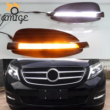 LED DRL Akys Mercedes Benz V-Klasė Vito V250 V260 2016 - 2018 LED Geltona Tekinimo Dieniniai Žibintai