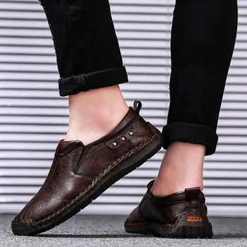 Naujas didelis dydis 38-48 vyrų laisvalaikio bateliai mokasīni, pavasarį ir rudenį mens mokasinai ratai batai natūralios odos vyriški butai batai