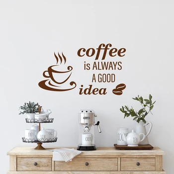 Kavos Visada yra Gera Idėja, Sienos Lipdukas Virtuvės Citatos Dizaino Kavos Citata Sienų Lipdukai Kavinė Virtuvės Dekoro Vinilo Lipdukai C786