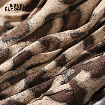 ELFSACK Leopard Aukštos ELastuc Juosmens Atsitiktinis Moterų Nereguliarus Midi Sijonai,2020 M. Žiemos ELF Derliaus,korėjiečių Seksualus Ponios Kasdien Apačioje