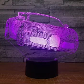 3D LED Lentelė Naktį Lengvojo Automobilio Formos Nuotolinio Valdymo 7 Spalvų RGB Apdailos Lempa Namų