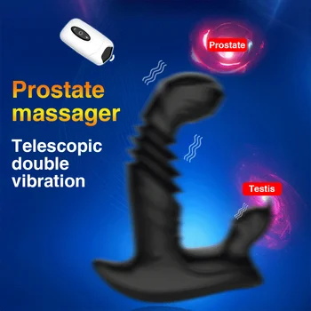 Vibracija Vyrų Prostatos Massager Belaidžio Nuotolinio Valdymo Analinis Vibratorius, Skirtas Vyrams Butt Plug Automatinė Teleskopinis Analinis Kaištis Anal Sex Žaislas
