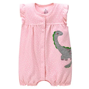 Naujagimio Merginos Rompers Trumpas Rankovėmis Kūdikiams bodysuits rožinis dramblys katės puikus, spalvinga vasaros medvilnės drabužiai vaikams