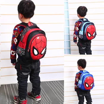 Disney Nauja Berniukai 3-6 Metų amžiaus 3D Mokyklos Krepšiai Vaiko Spiderman Knygos maišelį Vaikai Peties Maišas, Kuprinė ant Nugaros Karštam Vandeniui Kuprinės