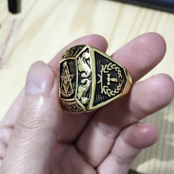 Mados freemason masonų simboliai žiedas vyrams, meistras nemokamai mason signet Vyrų žiedas, nerūdijančio plieno, aukso klientų žiedas dizainas