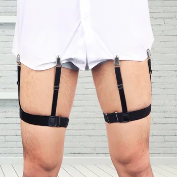 1 Pora Vyrų Marškinėliai Lieka Diržas su neslidžia Fiksavimo Įrašus Išlaikyti Marškiniai Sukišti Kojos Šlaunies Suspender Keliaraiščiai Dirželis