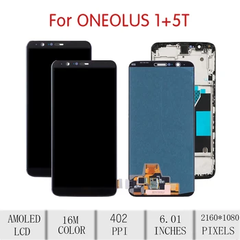 ORIGINALUS Už OnePlus 5T LCD Jutiklinis Ekranas skaitmeninis keitiklis Asamblėjos Oneplus 5T Ekranas su Rėmo Pakeitimas 1+5T Ekrano A5010