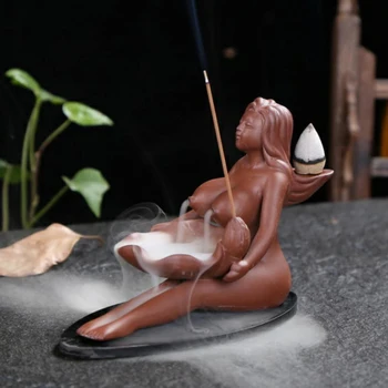 Nemokamas pristatymas Nuoga Lady Smilkalų Degikliai, Keramikos Amatai Dūmų Moliuskui Kūgio Censer Stick Turėtojai Arbatos Ornamentu Namų Dekoro