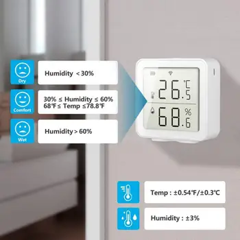 Tuya WIFI Temperatūros Ir Drėgmės Jutiklis Patalpų Termometras Su Drėgmėmačiu LCD Ekranas, Pažangi Jungtis Smart Home