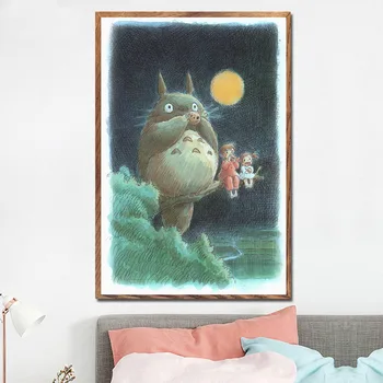 Mano Kaimynas Totoro Ghibli Hayao Miyazaki Klasikinis Anime Kino Meno Drobė, Tapyba, Plakatas Sienos, Namų Dekoro