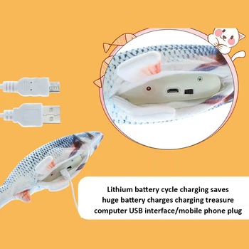 30CM Elektroninių Naminių Kačių Žaislas Elektros USB Įkrovimo Modeliavimas Šoktelėti Žuvų Žaislai, Šunų Kačių Kramtomoji Žaisti Kramtymas Prekes