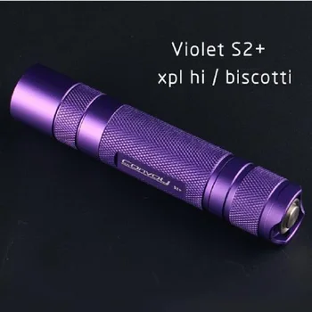 Vilkstinė Violetinė S2+ žibintuvėlis, su XPL HI led viduje ir ar padengtas stiklo,biscotti firmware