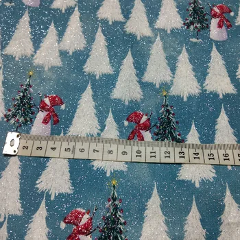 50x105cm Blizgučiai Sidabro Štampavimo Kalėdų Medžio Sniego Spausdinti Medvilnės Audinio Bling Bling Audinio Kratinys 