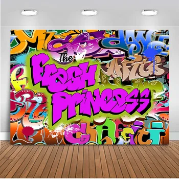 Šviežių Princesė Fonas Fotografijai Hip-Hop Fone Grafiti Sienos Photo Booth Studija Portretas Backdrops 80s 90s šalis