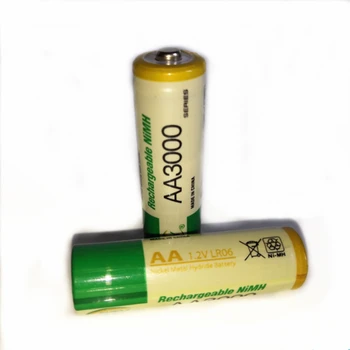 2vnt/daug 1.2 V AA įkraunamos baterijos didelės galios aukšto tankio AA 3000mAh įkraunama nikelio-metalo hidrido baterijos