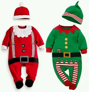 2019 Bamblys Vaikas Kalėdų Cosplay Kostiumų Santa Claus Ir Kalėdų Rompers Skrybėlę Nustatyti Mielas Kūdikis Tiktų Kalėdų Disguisement
