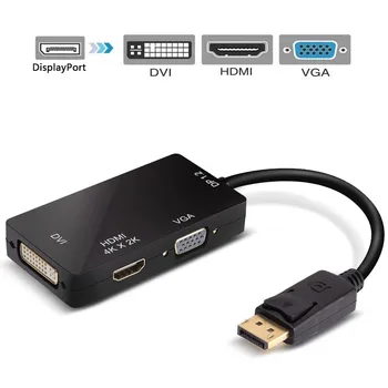 DisplayPort su 4K HDMI 1080P DVI VGA Konverteris Multi Funkcinis DP HUB Adapteris 3 1 Kompiuteris Nešiojamas HDTV Keli Ekranai