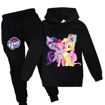 Vaikų 3-14Y Sportinę Hoodie T-Shirt Mano Mažai Pony Girl ilgomis Rankovėmis Pavasarį, Rudenį, Žiemą Atsitiktinis Medvilnės Animacinių filmų Kostiumas