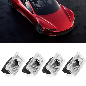 2 Vnt Kietas Led Automobilio Duris Sveiki Lazerio Šviesos Tesla Modelis 3 Modelis S Modelis X Projektorius Logotipas Dekoro Lempos Vaiduoklis Šešėlis Luces Naujas