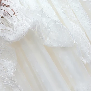 2020 m. Pavasarį, Vasarą, Vestidos Nėrinių Balta ilgomis rankovėmis Nauja Stovėti Apykaklės Moterų Suknelė Nėrinių Tinkleliu Slim Juoda, Žemiausią Vestidos Z565