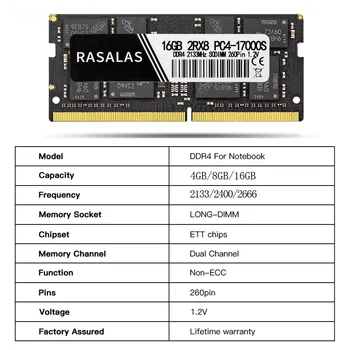 Rasalas Atminties DDR4 Ram 16GB Nešiojamieji kompiuteriai 2133MHz 17000Mhz 1.2 V SODIMM Memoris DDR4 RAM Notebook Nešiojamas Kompiuteris Dalimis