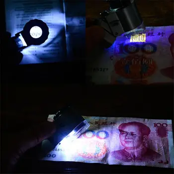 Nešiojamų 50X LED Mikroskopu Mini didinamasis stiklas, Apšviečiami Kišenėje Mikroskopu Rankinės Papuošalai Didinamojo Stiklo Loupe
