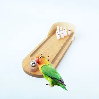 Paukštis Papūga Žaislas Medinis Mini Darbalaukio Boulingo Papūga Žvalgybos Mokymo Žaidimas Žaislai Paukščių Reikmenys C42