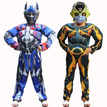 Deluxe Naujas Superherojus Optimuus Pirme Bummlebee raumenų cosplay kostiumas vaikams viso kūno kostiumai vaikams, karnavaliniai Helovinas kostiumai
