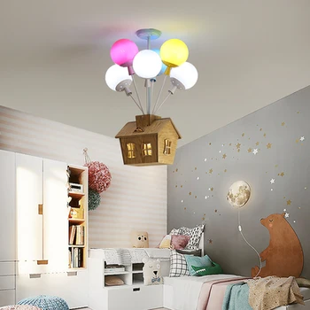 Animacinių filmų kūrybos spalva karšto oro balionu pakabukas lempa, Berniukas, Mergaitė, Miegamojo, vaikų kambario lempa, modernios LED namas priedai veltiniams, vilna lempa
