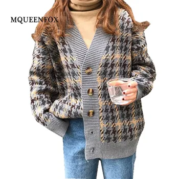 Derliaus Pledas Žiemos Megztiniai Moterų Megztinis 2019 Atsitiktinis Vieno Krūtinėmis Moterų Negabaritinių Laisvas Megztinis Outwear Mezgimo Kailis