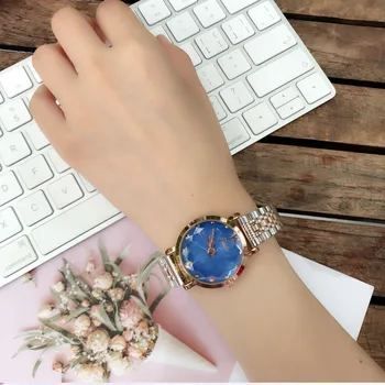 Moterų kalnų krištolas Laikrodžiai Atsitiktinis Žiūrėti Suknelė Kvarco Merginų, Moterų, prabangos prekės ženklo laikrodžiai dovanos moterims relojes mujer 2020 m.