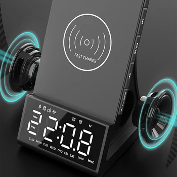 Laikrodis-žadintuvas su Wireless Charging Dock Stovas 