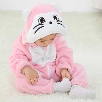 Mielas Animacinių Filmų Flanelė Kūdikiams Dygsnio Triušiai Panda Pižama Medvilnės Baby Berniukas Mergaičių Gyvūnų Kostiumas Kūdikių Jumpsuit Kigurumi Apranga