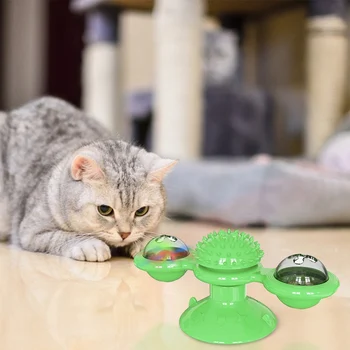 Vėjo malūnas Žaislai Katėms Įspūdį Sūkurinės Patefonu Su Teptuku Kačių Žaisti Žaidimą Žaislas Masažo Šepetys 