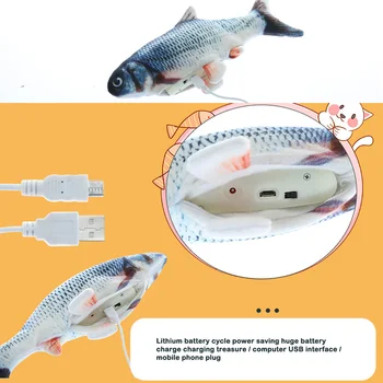 Elektros Kačių Žaislai, Pliušas 3D Interaktyvių Elektroninių USB Bite Atsparus Kramtyti Molinis Juda Šokių Žuvų Žaislas Kačiukas Katė Šlifavimo Letena